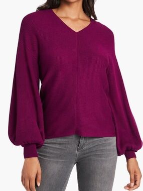 1.State Ribbed Balloon Sleeve Sweater